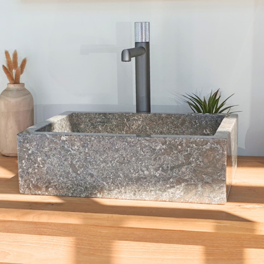 Milan rectangular grey countertop bathroom sink 30 cm x 40 cm