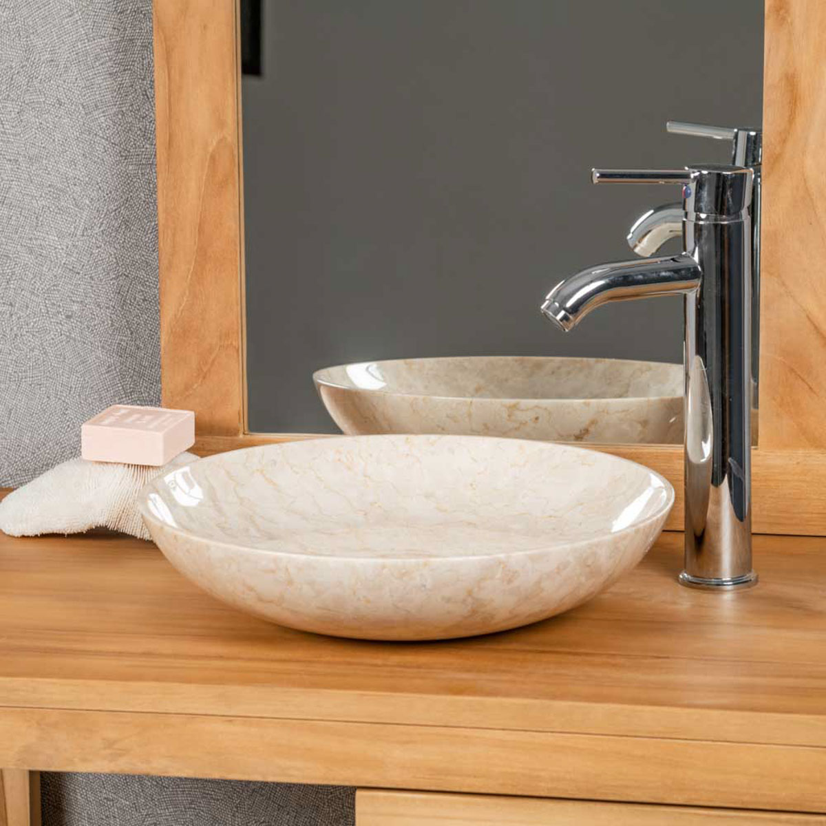 Lysom Cream Countertop Bathroom Sink 35 Cm